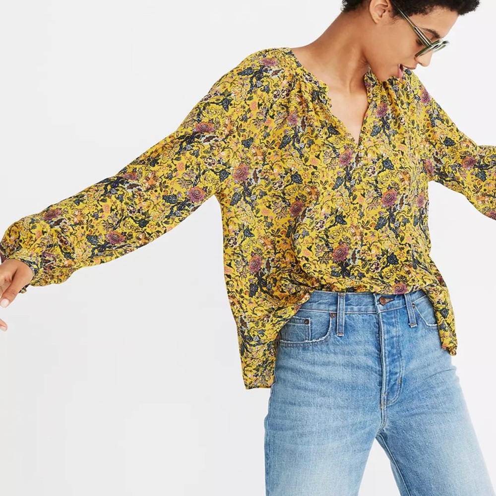 Madewell X Karen walker Silk Floral Gennaker Top size small